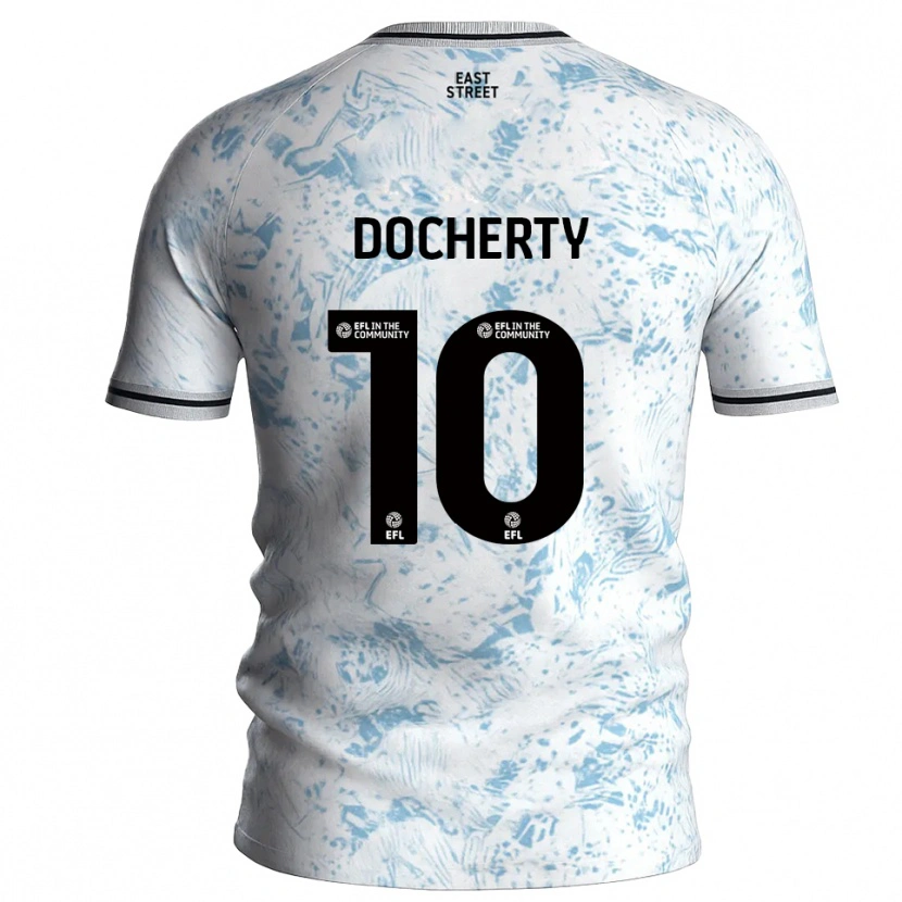 Danxen Mujer Camiseta Greg Docherty #10 Blanco Azul Celeste 2ª Equipación 2025/26 La Camisa