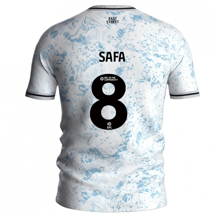 Danxen Mujer Camiseta Jacob Safa #8 Blanco Azul Celeste 2ª Equipación 2025/26 La Camisa