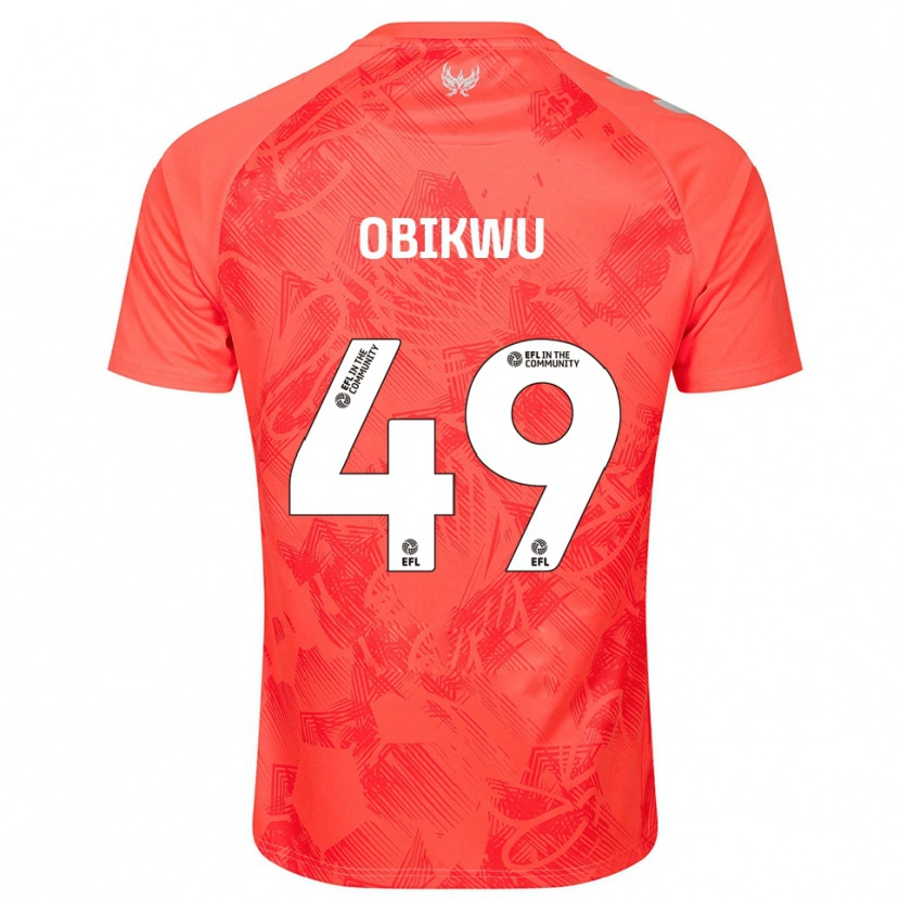 Danxen Mujer Camiseta Justin Obikwu #49 Naranja Blanco 2ª Equipación 2025/26 La Camisa