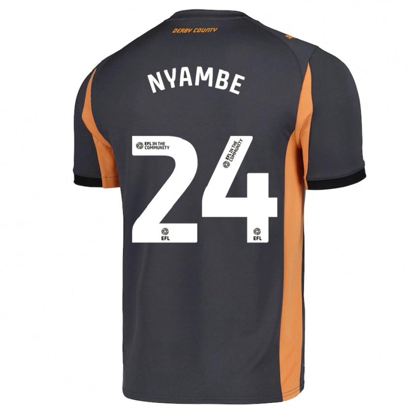 Danxen Mujer Camiseta Ryan Nyambe #24 Gris Naranja Negro 2ª Equipación 2025/26 La Camisa