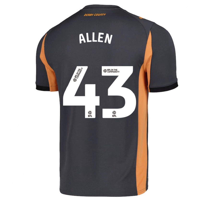 Danxen Mujer Camiseta Cruz Allen #43 Gris Naranja Negro 2ª Equipación 2025/26 La Camisa