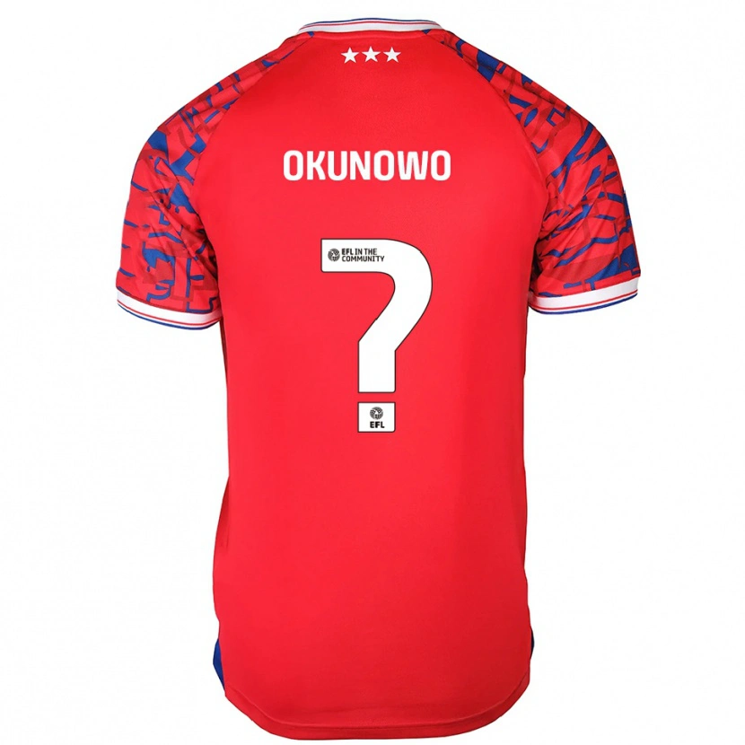Danxen Mujer Camiseta Emmanuel Okunowo #0 Rojo Azul 2ª Equipación 2025/26 La Camisa