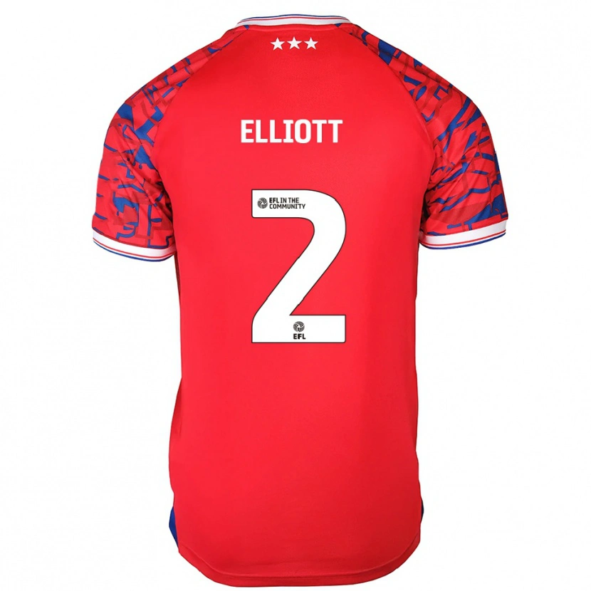 Danxen Mujer Camiseta Leon Elliott #2 Rojo Azul 2ª Equipación 2025/26 La Camisa