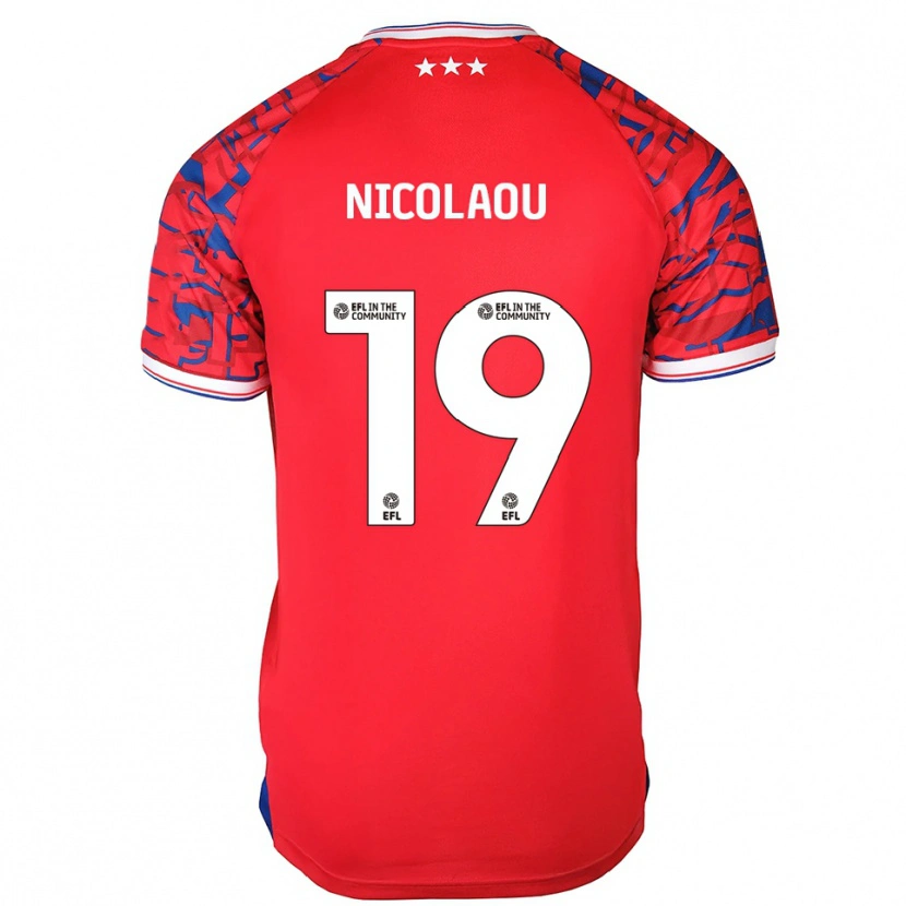 Danxen Mujer Camiseta Shakil Nicolaou #19 Rojo Azul 2ª Equipación 2025/26 La Camisa