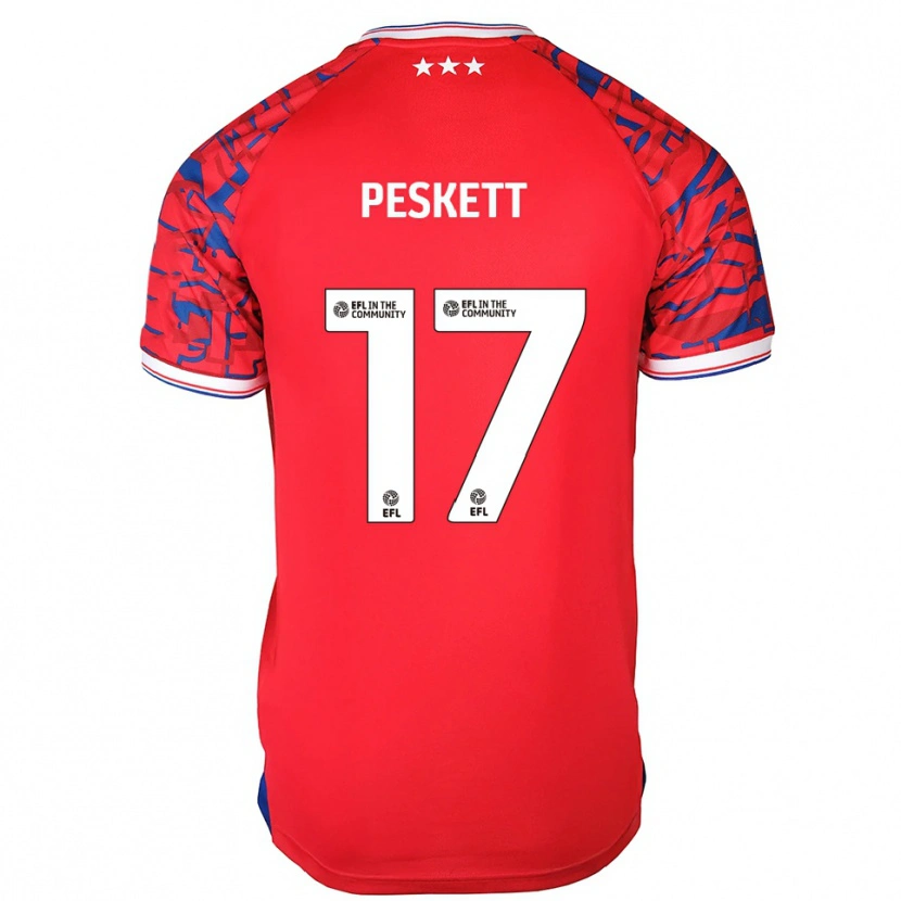 Danxen Mujer Camiseta Sophie Peskett #17 Rojo Azul 2ª Equipación 2025/26 La Camisa