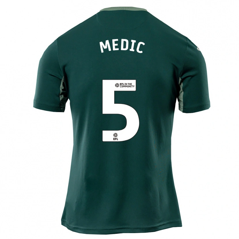 Danxen Mujer Camiseta Jakov Medic #5 Verde Blanco Púrpura 2ª Equipación 2025/26 La Camisa