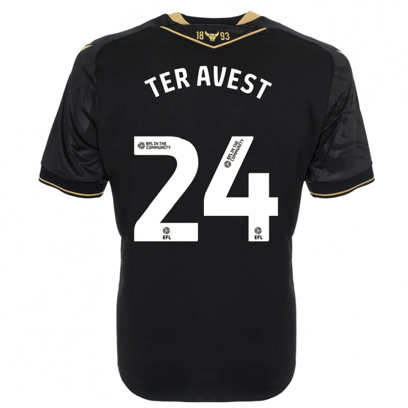Danxen Mujer Camiseta Hidde Ter Avest #24 Negro Oro 2ª Equipación 2025/26 La Camisa
