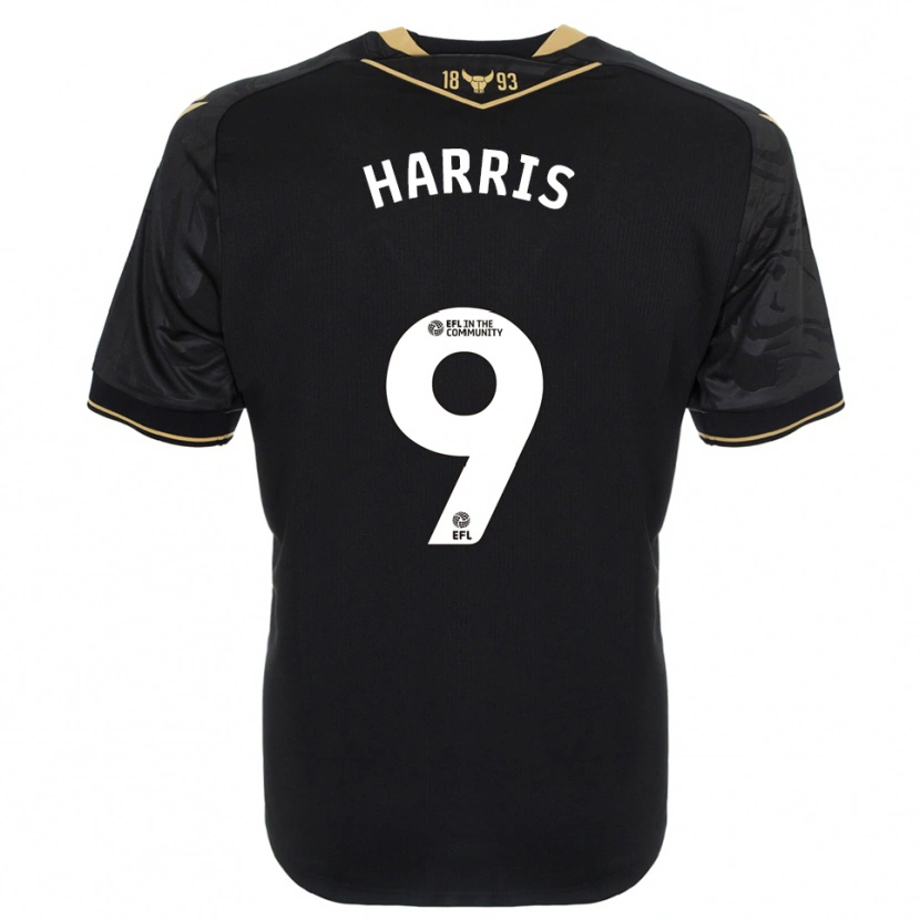 Danxen Mujer Camiseta Mark Harris #9 Negro Oro 2ª Equipación 2025/26 La Camisa