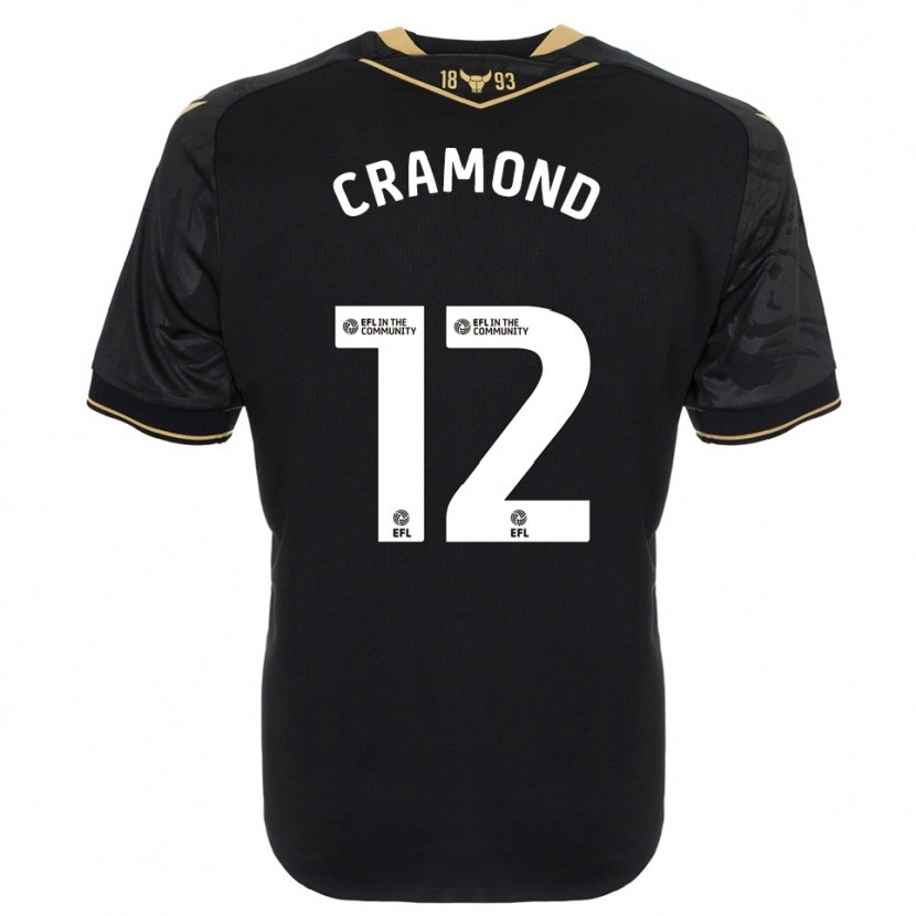 Danxen Mujer Camiseta Charlie Cramond #12 Negro Oro 2ª Equipación 2025/26 La Camisa