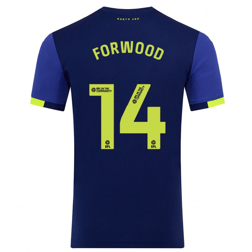 Danxen Mujer Camiseta Charlie Forwood #14 Azul Marino Amarillo 2ª Equipación 2025/26 La Camisa