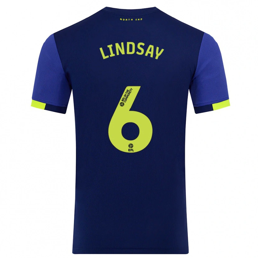 Danxen Mujer Camiseta Liam Lindsay #6 Azul Marino Amarillo 2ª Equipación 2025/26 La Camisa