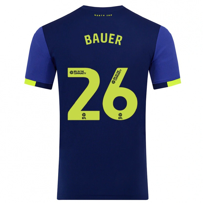 Danxen Mujer Camiseta Patrick Bauer #26 Azul Marino Amarillo 2ª Equipación 2025/26 La Camisa