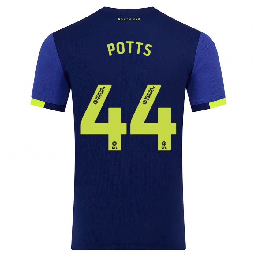 Danxen Mujer Camiseta Brad Potts #44 Azul Marino Amarillo 2ª Equipación 2025/26 La Camisa