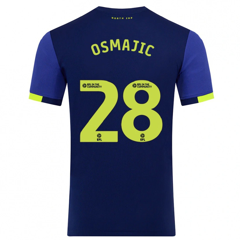 Danxen Mujer Camiseta Milutin Osmajic #28 Azul Marino Amarillo 2ª Equipación 2025/26 La Camisa