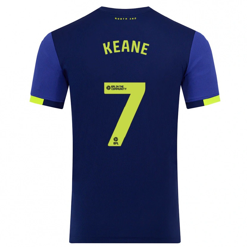 Danxen Mujer Camiseta Will Keane #7 Azul Marino Amarillo 2ª Equipación 2025/26 La Camisa