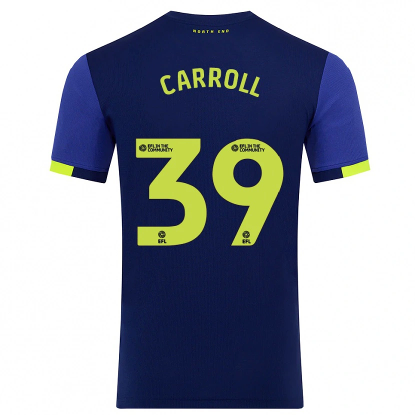 Danxen Mujer Camiseta Theo Carroll #39 Azul Marino Amarillo 2ª Equipación 2025/26 La Camisa