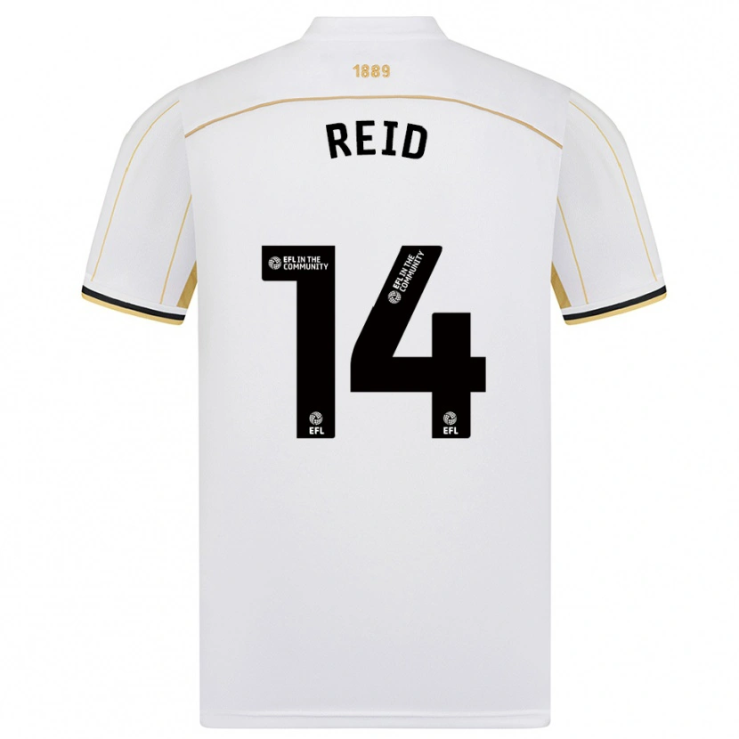 Danxen Mujer Camiseta Aaron Reid #14 Blanco Oro 2ª Equipación 2025/26 La Camisa