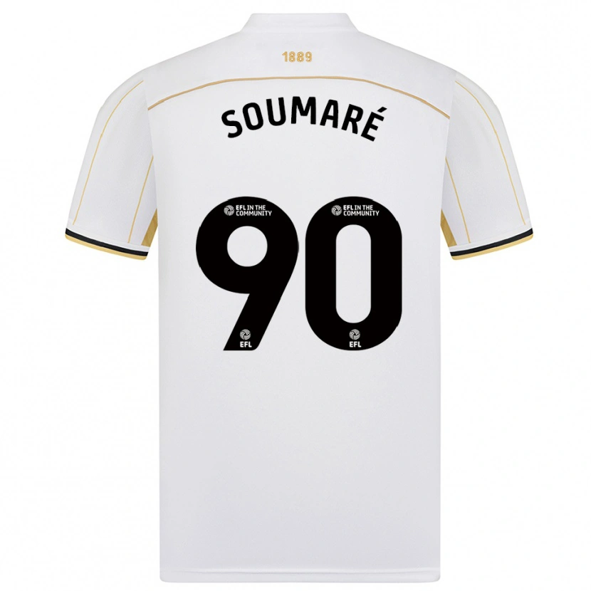 Danxen Mujer Camiseta Djibril Soumaré #90 Blanco Oro 2ª Equipación 2025/26 La Camisa