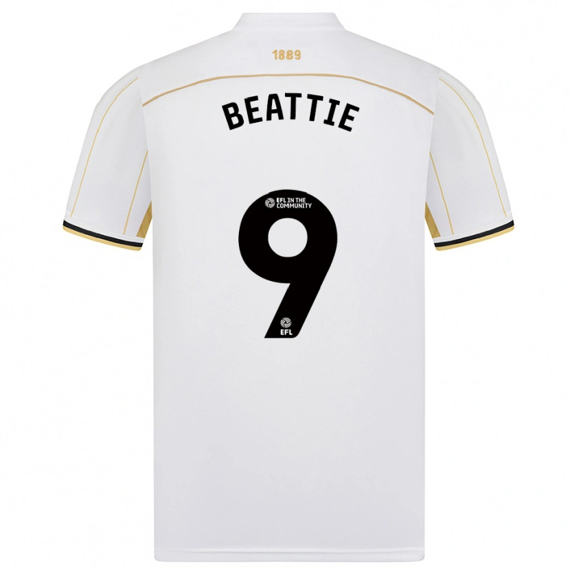 Danxen Mujer Camiseta Jevan Beattie #9 Blanco Oro 2ª Equipación 2025/26 La Camisa