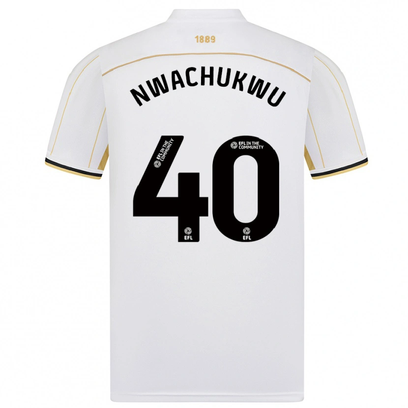 Danxen Mujer Camiseta Christian Nwachukwu #40 Blanco Oro 2ª Equipación 2025/26 La Camisa