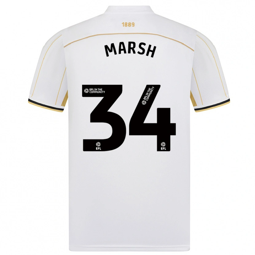 Danxen Mujer Camiseta Louie Marsh #34 Blanco Oro 2ª Equipación 2025/26 La Camisa