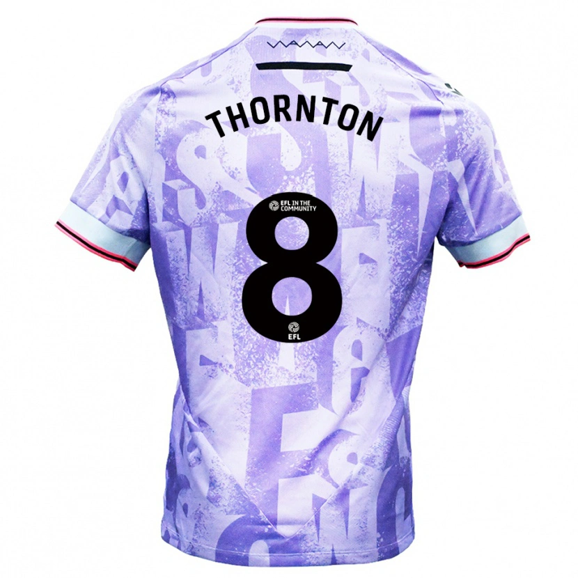 Danxen Mujer Camiseta Jarvis Thornton #8 Lila Blanco 2ª Equipación 2025/26 La Camisa