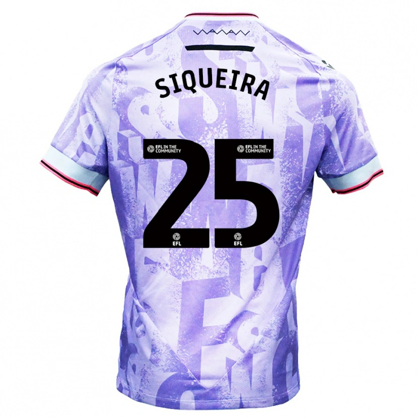 Danxen Mujer Camiseta Guilherme Siqueira #25 Lila Blanco 2ª Equipación 2025/26 La Camisa