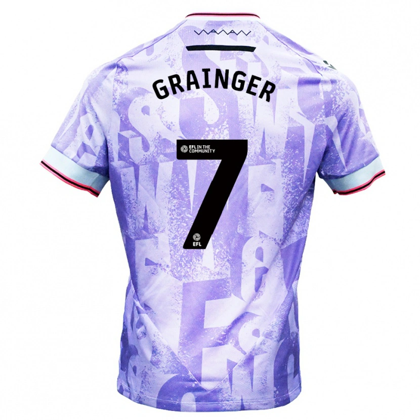 Danxen Mujer Camiseta William Grainger #7 Lila Blanco 2ª Equipación 2025/26 La Camisa