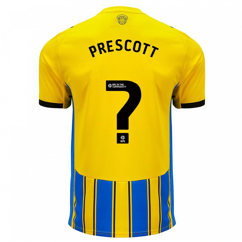 Danxen Mujer Camiseta Alfie Prescott #0 Azul Amarillo 2ª Equipación 2025/26 La Camisa