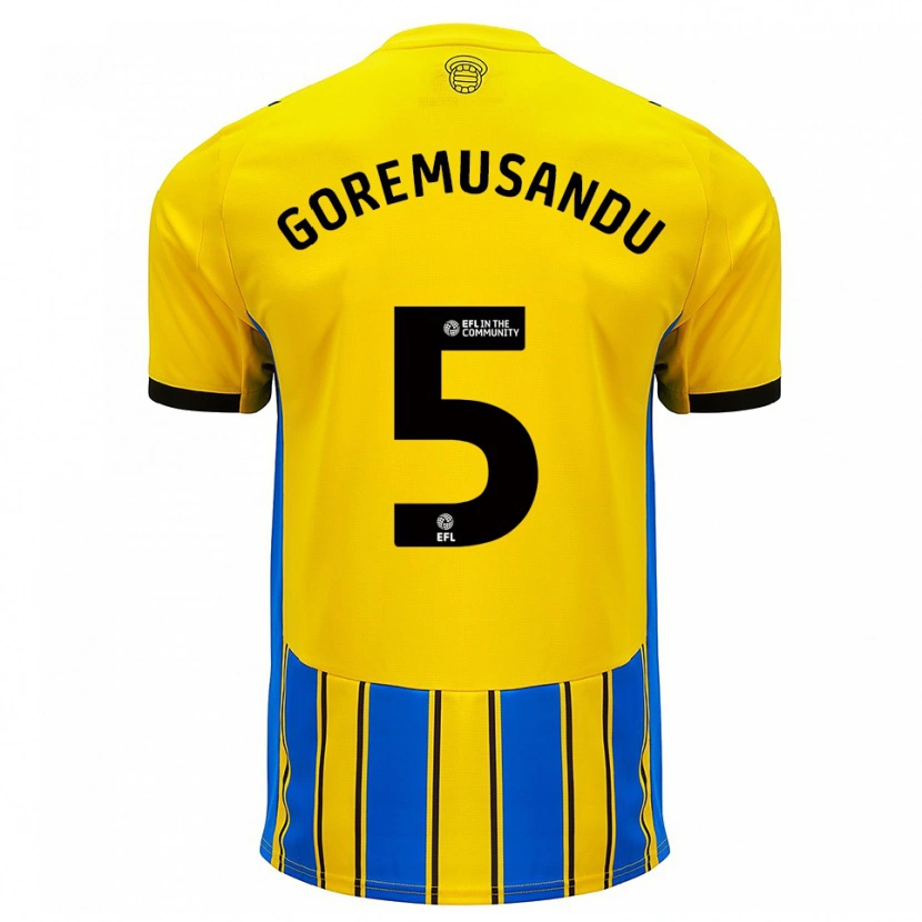 Danxen Mujer Camiseta Tino Goremusandu #5 Azul Amarillo 2ª Equipación 2025/26 La Camisa
