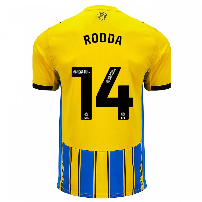 Danxen Mujer Camiseta Harry Rodda #14 Azul Amarillo 2ª Equipación 2025/26 La Camisa