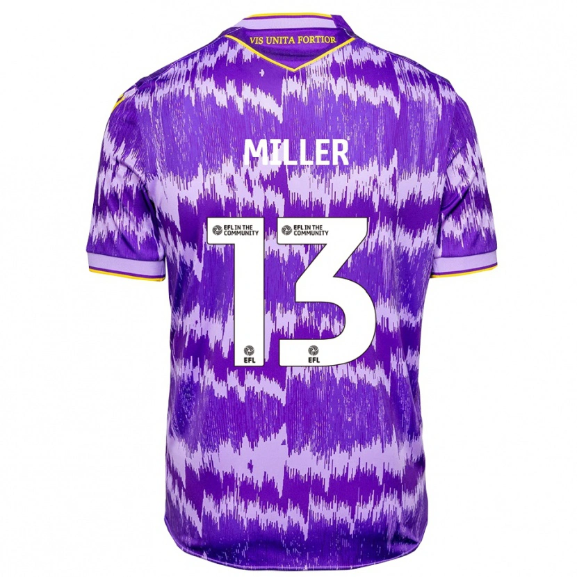 Danxen Mujer Camiseta Tom Miller #13 Púrpura Amarillo 2ª Equipación 2025/26 La Camisa
