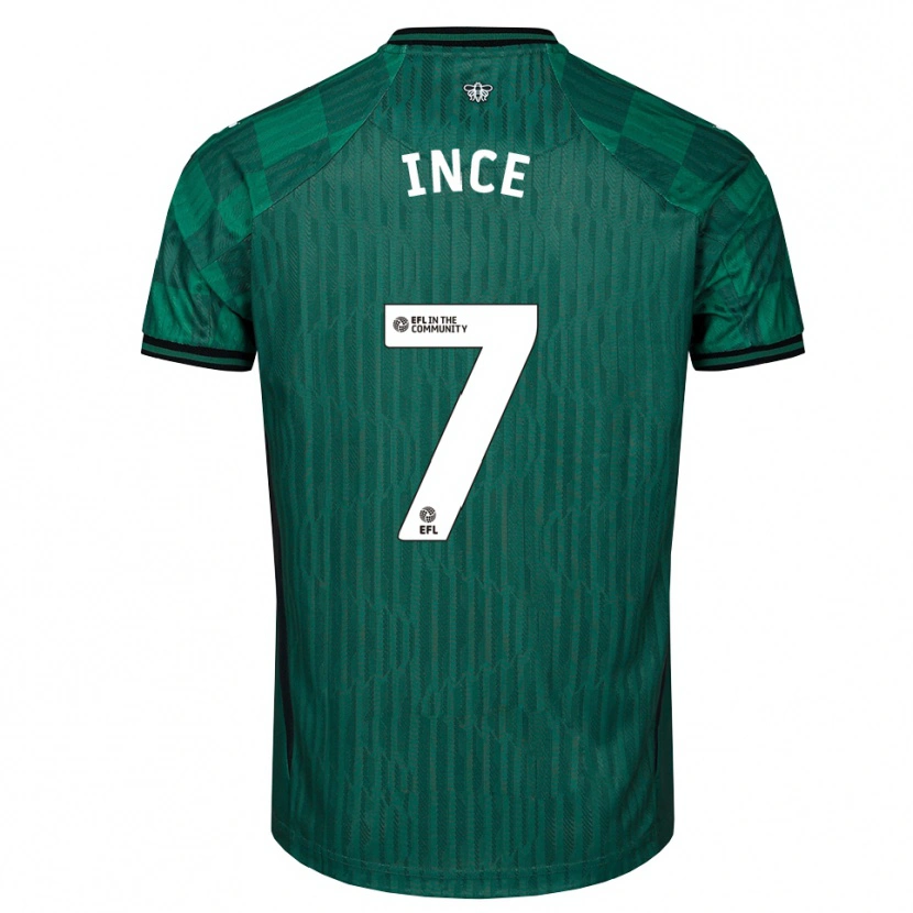 Danxen Mujer Camiseta Tom Ince #7 Verde Negro 2ª Equipación 2025/26 La Camisa