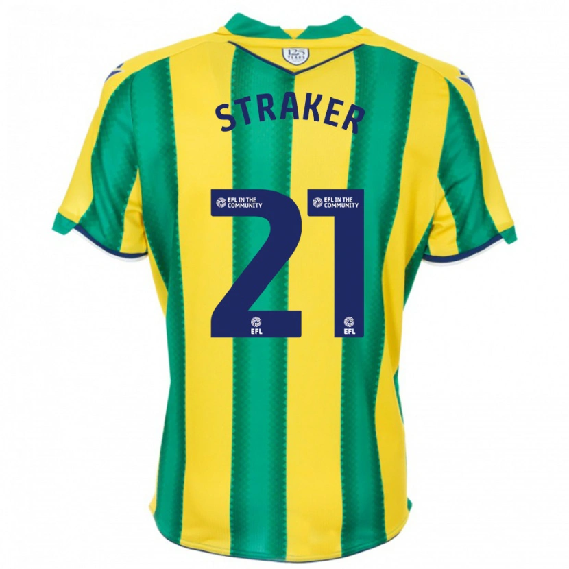 Danxen Mujer Camiseta Jannelle Straker #21 Amarillo Verde 2ª Equipación 2025/26 La Camisa