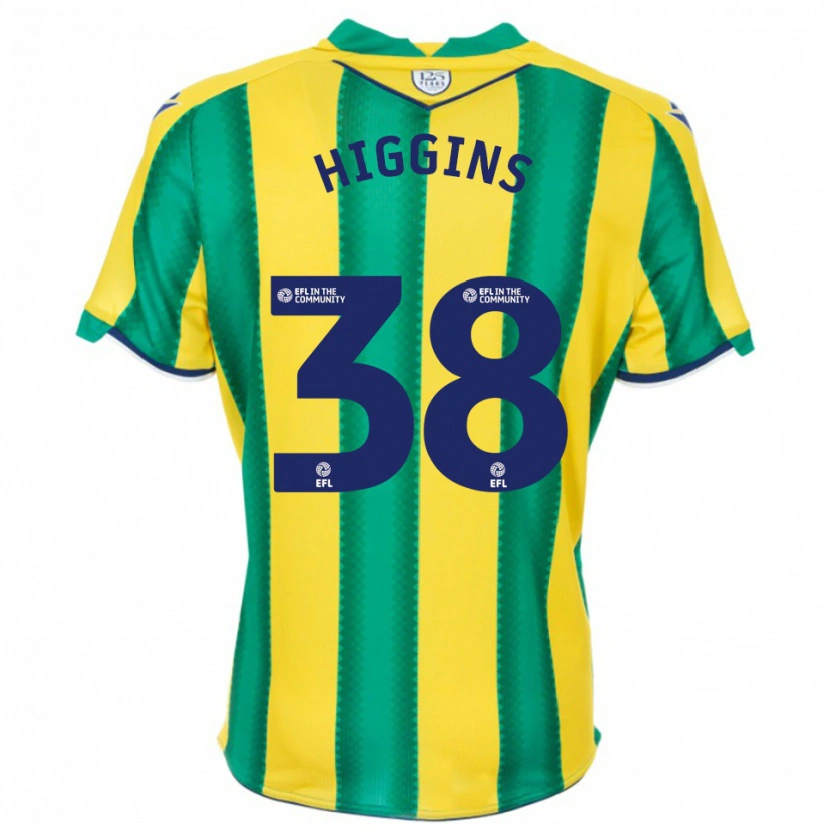Danxen Mujer Camiseta Akeel Higgins #38 Amarillo Verde 2ª Equipación 2025/26 La Camisa
