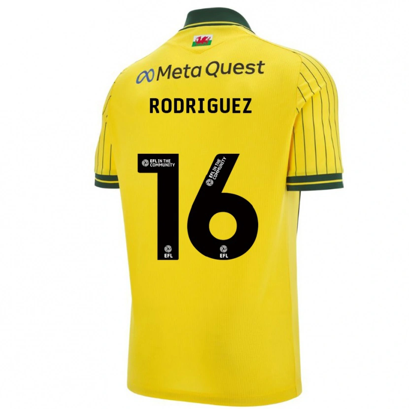 Danxen Mujer Camiseta Jay Rodríguez #16 Amarillo Verde 2ª Equipación 2025/26 La Camisa