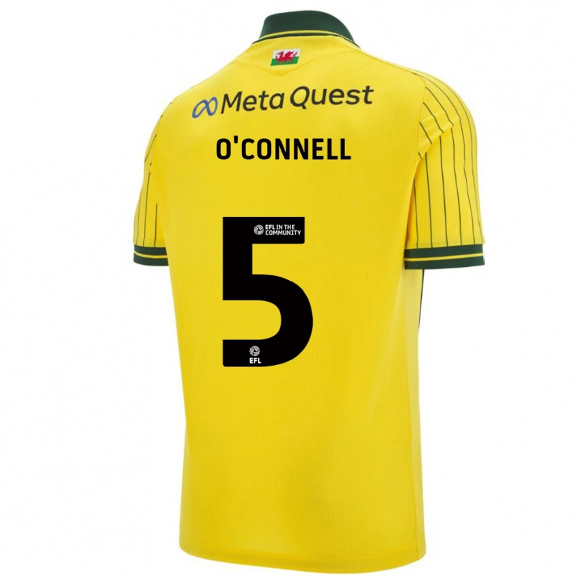 Danxen Mujer Camiseta Eoghan O'connell #5 Amarillo Verde 2ª Equipación 2025/26 La Camisa