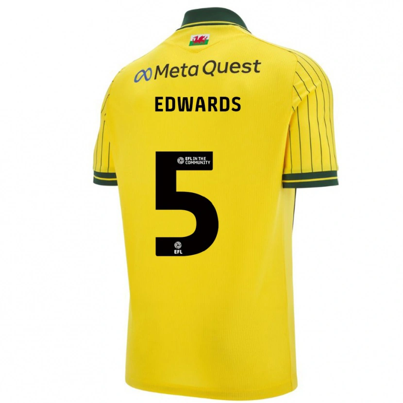 Danxen Mujer Camiseta Dafydd Edwards #5 Amarillo Verde 2ª Equipación 2025/26 La Camisa