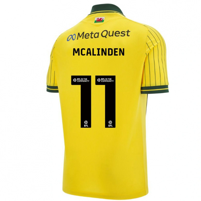 Danxen Mujer Camiseta Liam Mcalinden #11 Amarillo Verde 2ª Equipación 2025/26 La Camisa