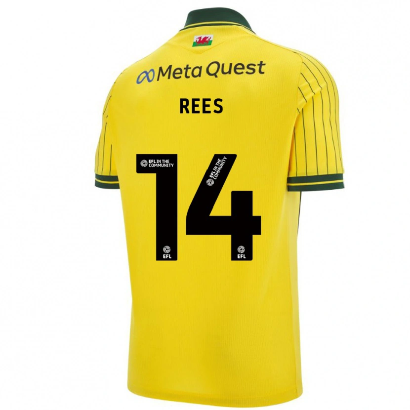 Danxen Mujer Camiseta Joe Rees #14 Amarillo Verde 2ª Equipación 2025/26 La Camisa