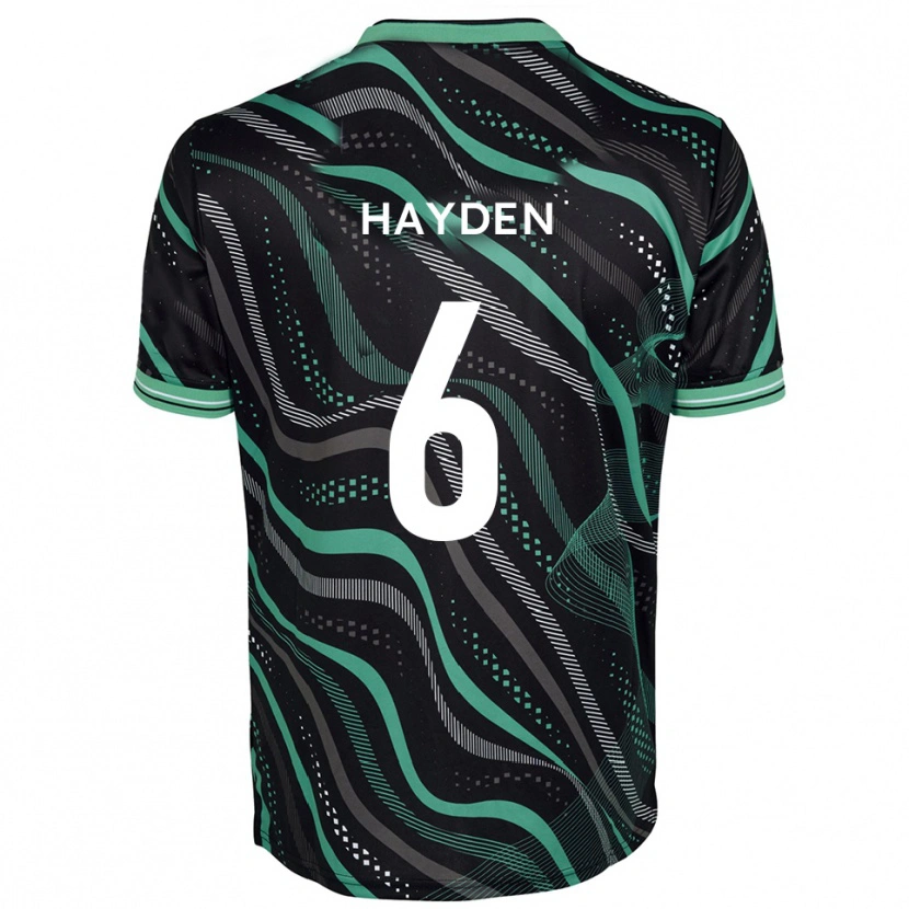 Danxen Mujer Camiseta Aaron Hayden #6 Negro Verde 2ª Equipación 2025/26 La Camisa