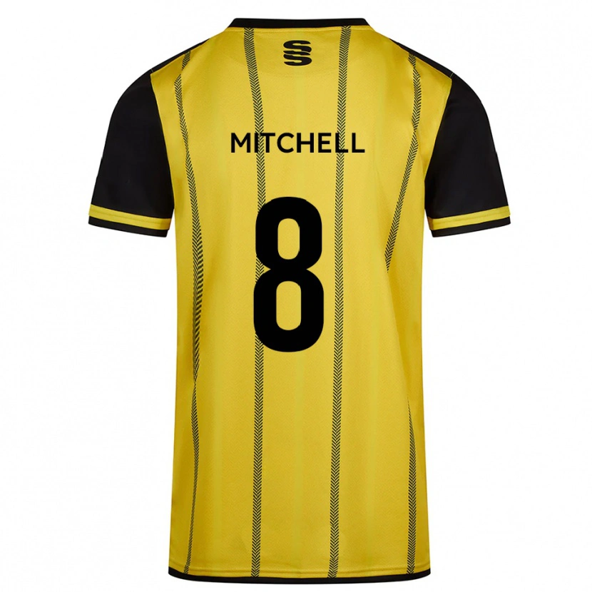 Danxen Mujer Camiseta Ethan Mitchell #8 Amarillo Negro 2ª Equipación 2025/26 La Camisa