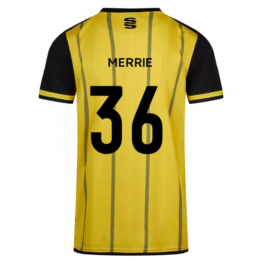 Danxen Mujer Camiseta Chris Merrie #36 Amarillo Negro 2ª Equipación 2025/26 La Camisa