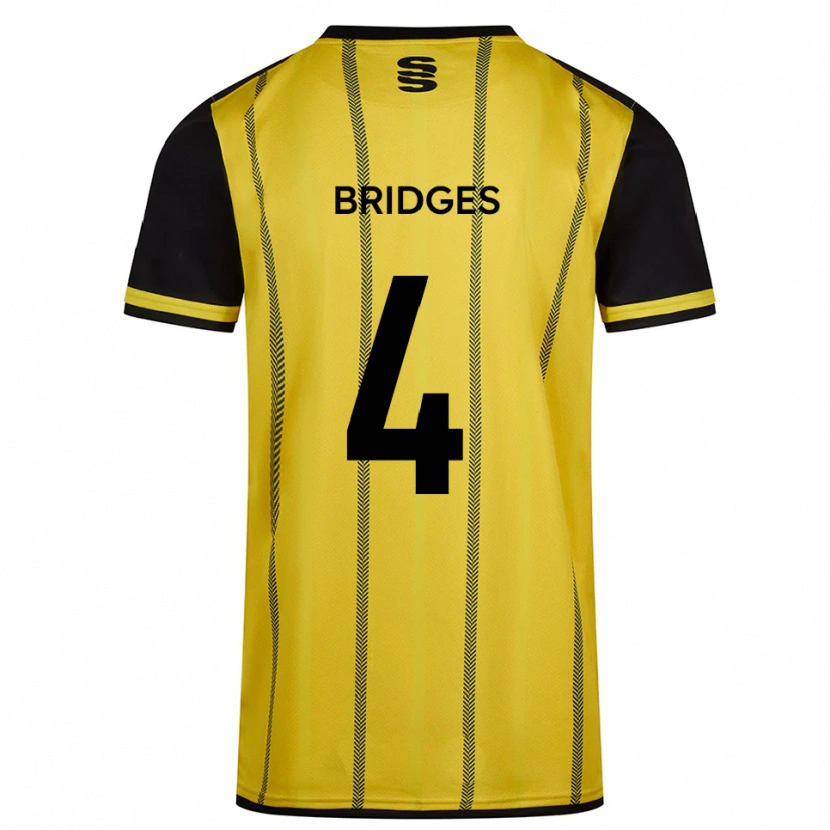 Danxen Mujer Camiseta Jacob Bridges #4 Amarillo Negro 2ª Equipación 2025/26 La Camisa