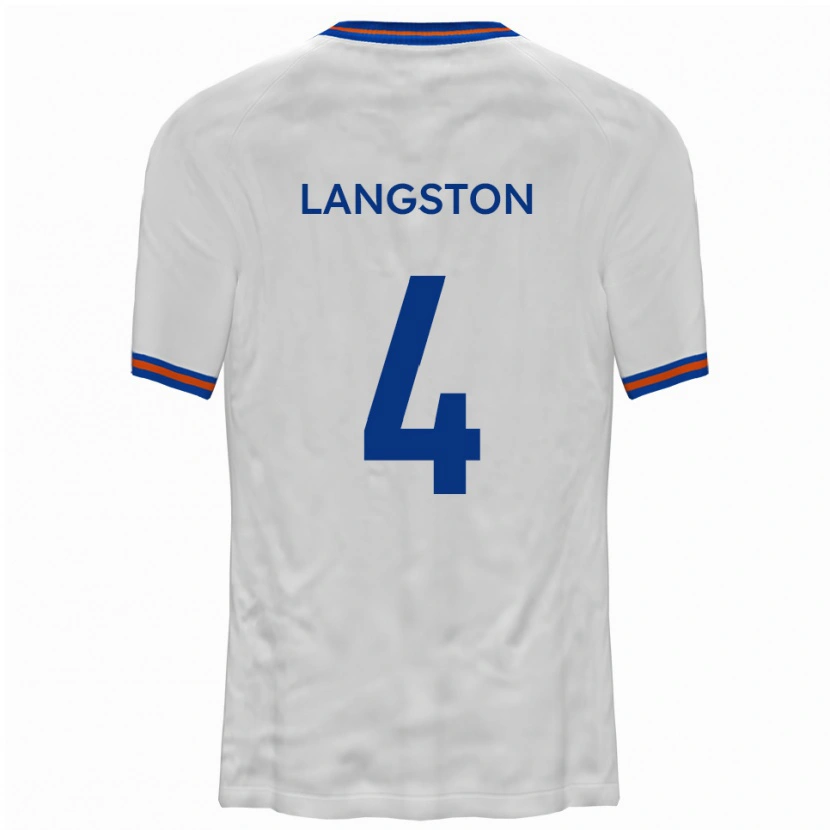 Danxen Mujer Camiseta George Langston #4 Blanco Azul 2ª Equipación 2025/26 La Camisa
