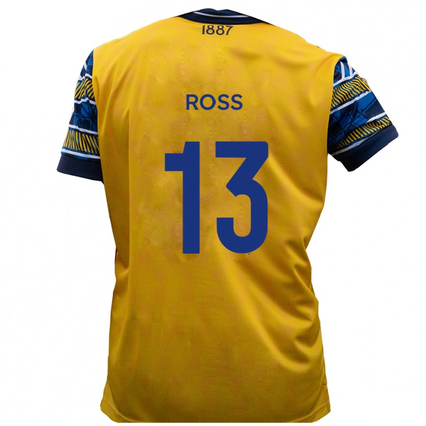 Danxen Mujer Camiseta Craig Ross #13 Amarillo Negro 2ª Equipación 2025/26 La Camisa