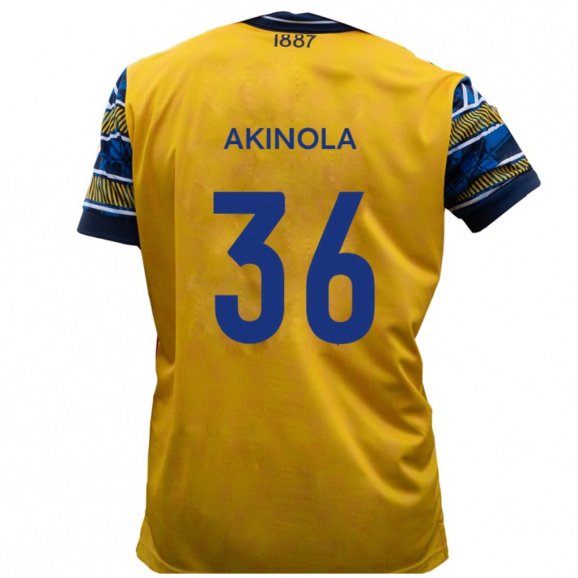 Danxen Mujer Camiseta Tim Akinola #36 Amarillo Negro 2ª Equipación 2025/26 La Camisa