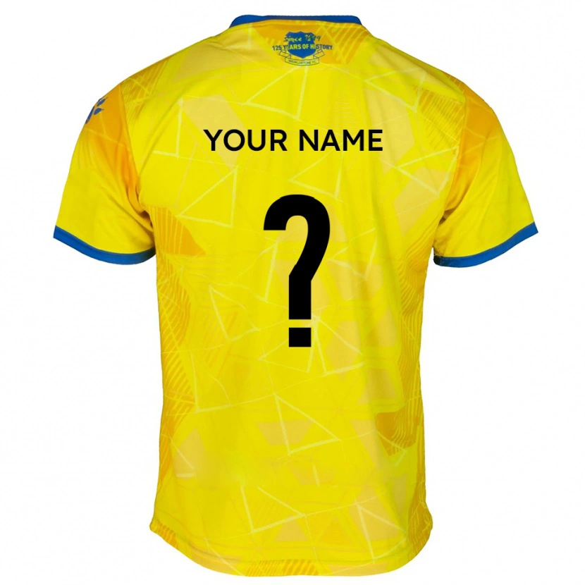 Danxen Mujer Camiseta Su Nombre #0 Amarillo Azul 2ª Equipación 2025/26 La Camisa