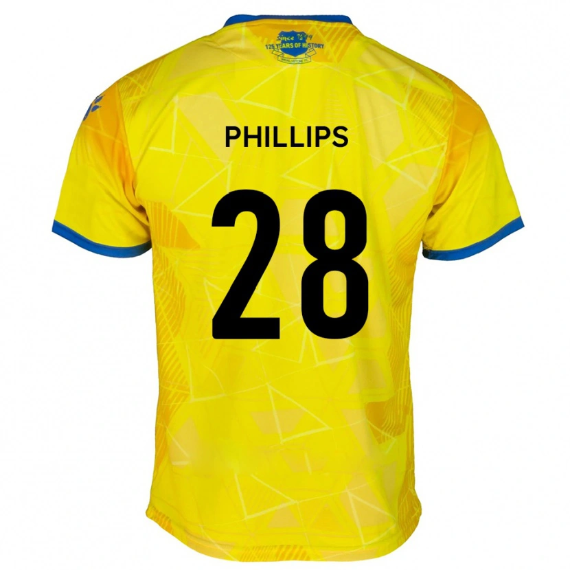 Danxen Mujer Camiseta Declan Phillips #28 Amarillo Azul 2ª Equipación 2025/26 La Camisa