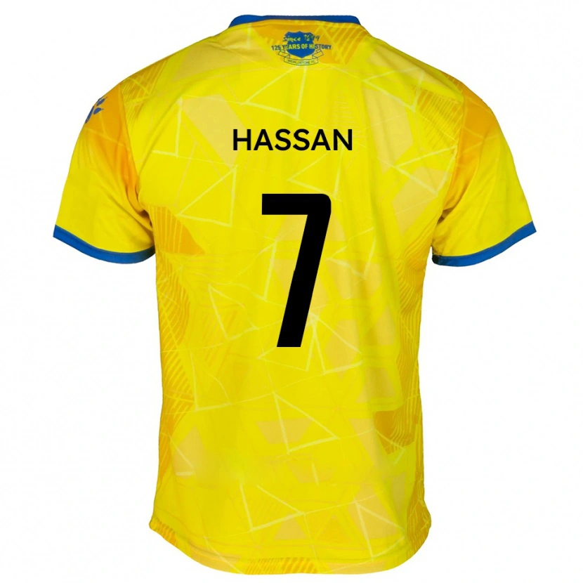 Danxen Mujer Camiseta Sakariya Hassan #7 Amarillo Azul 2ª Equipación 2025/26 La Camisa